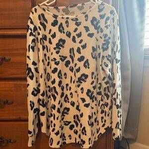 Tickled Teal Black Animal Print Long Sleeve Top
